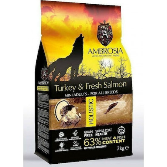 Ambrosia Adult Grain Free Mini Turkey & Fresh Salmon 6kg..