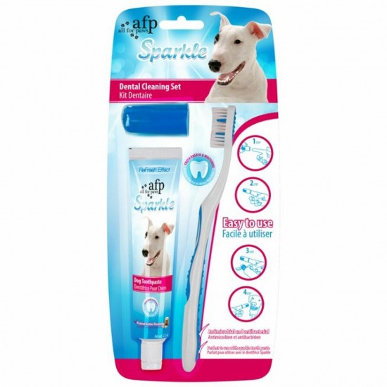 All For Paws Sparkles Σετ Στοματικής Υγιεινής Σκύλου Οδοντόβουρτσα & Οδοντόκρεμα Βανίλια 60gr
