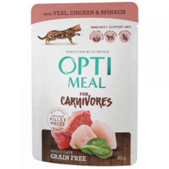 Optimeal Adult Grain Free VeaL, Chicken & Spinach 85g