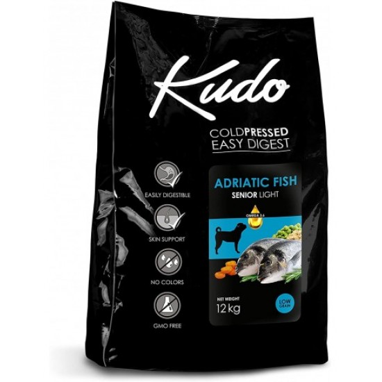 Kudo Low Grain Light & Senior Medium Maxi Adriatic Fish 12kg 