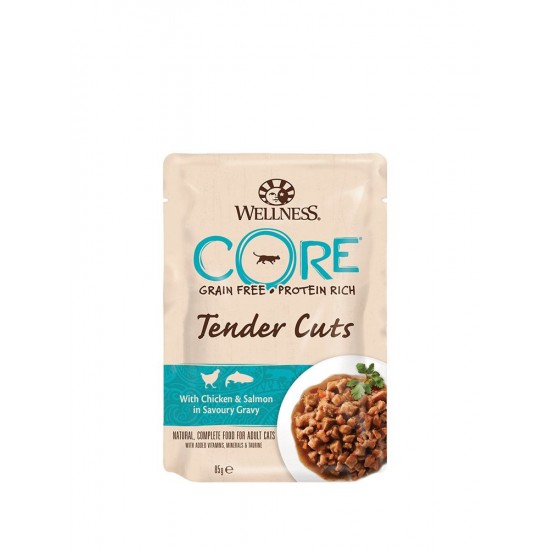 Wellness Core Tender Cuts Grain Free Κοτόπουλο με Σολωμό 85g