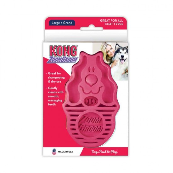 KONG ZoomGroom Dog Brush, Raspberry