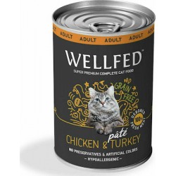 Wellfed Cat Adult Κοτόπουλο και Γαλοπούλα 400gr