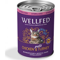 Wellfed Cat Sterilised Κοτόπουλο και Γαλοπούλα 400gr