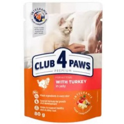 Club 4 Paws Premium canned pet food for kittens with turkey in jelly 80 gram