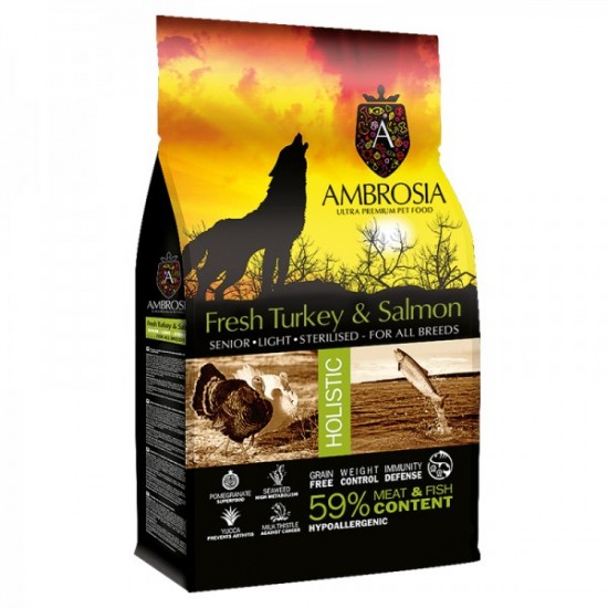 AMBROSIA GRAIN FREE SENIOR LIGHT STERILISED TURKEY & SALMON 2kg