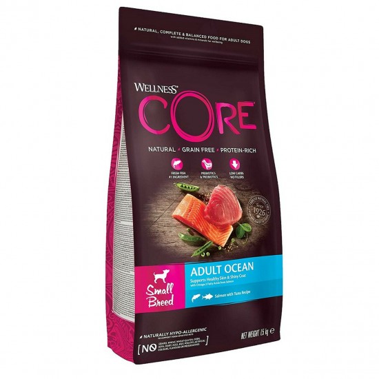 Wellness CORE Small Breed Adult Ocean Salmon with Tuna Recipe Dry Dog Food, 1.5 Kg