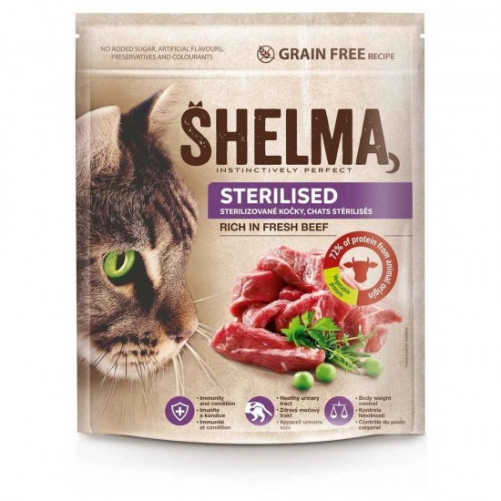 SHELMA cat Sterilised beef grain free 750g