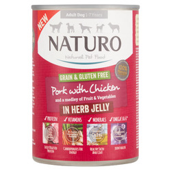 Naturo Natural Pet Food Pork with Chicken in Herb Jelly Adult Dog 390g
