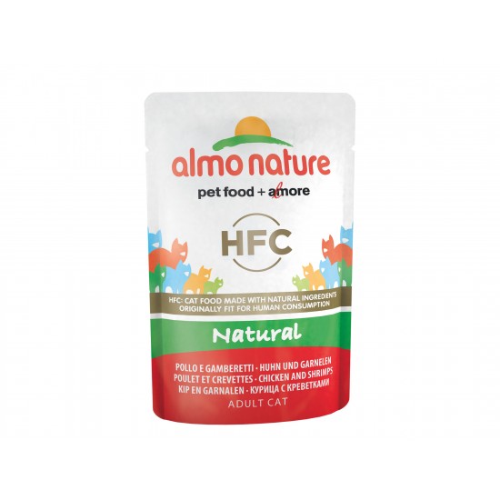 ALMO NATURE HFC NATURAL WET CAT POUCH - CHICKEN & SHRIMPS 55G