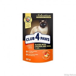 CLUB 4 PAWS PREMIUM ADULT CAT SLICES WITH CHICKEN AND VEAL 85G