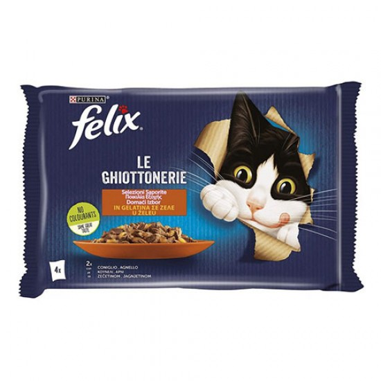 Purina Felix Le Ghiottonerie Φακελάκι Γάτας x 4 με Κουνέλι- Αρνί 85gr