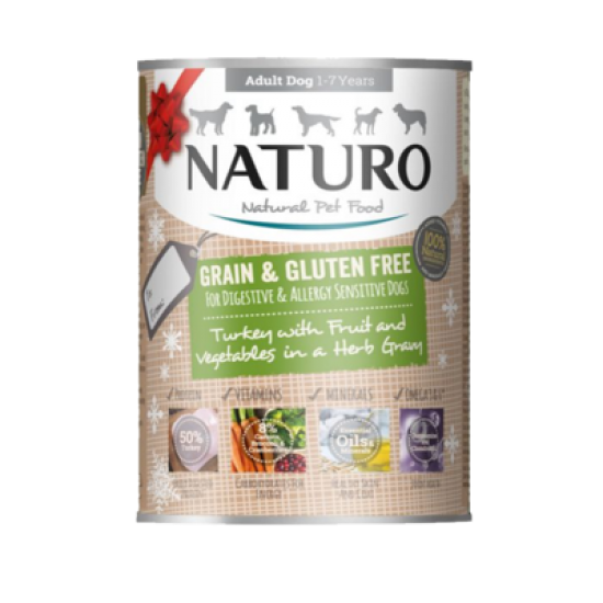 Naturo Adult Dog Cans Turkey & Cranberries 390g