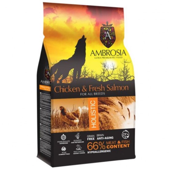 Ambrosia Grain Free Chicken and Fresh Salmon 12kg