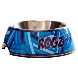 Rogz 2-in-1 Medium 350ml Bubble Dog Bowl,Navy Zen Design