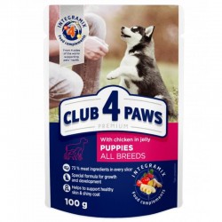 CLUB 4 PAWS PREMIUM PUPPIES WITH CHICKEN IN JELLY 100G