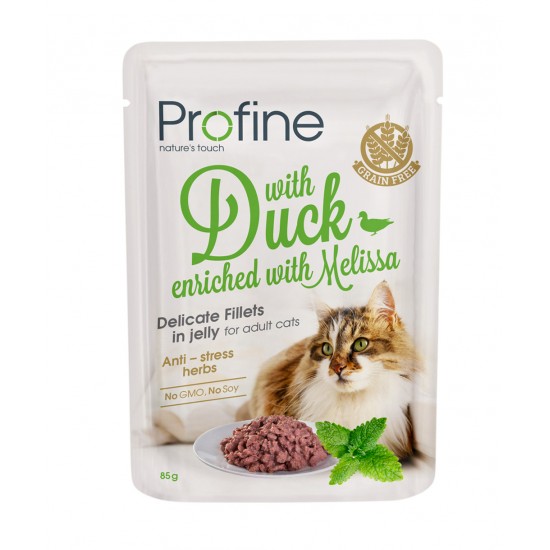Profine adult cat pouch fillets in jelly with Duck 85g