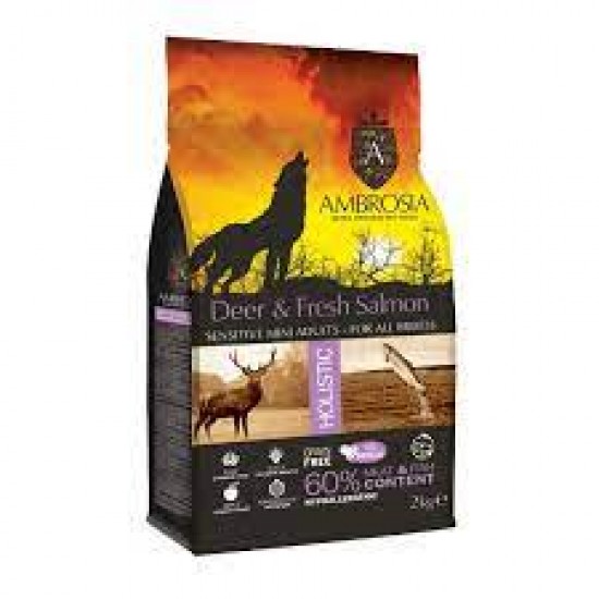 AMBROSIA GRAIN FREE ADULT MINI DEER & FRESH SALMON 2kg