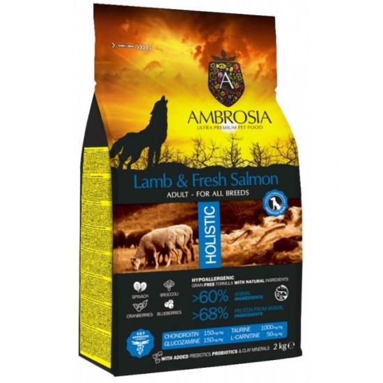 AMBROSIA GRAIN FREE ADULT LAMB & FRESH SALMON 2kg