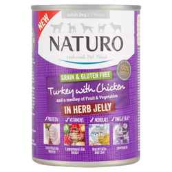 Naturo Natural Pet Food Turkey with Chicken in Herb Jelly Adult Dog 390g