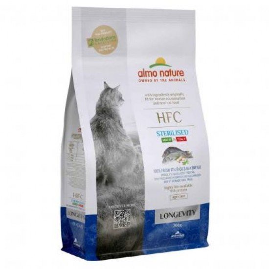 HFC DRY CATS 300G STERILIZED LONGEVITY - SEA BASS..