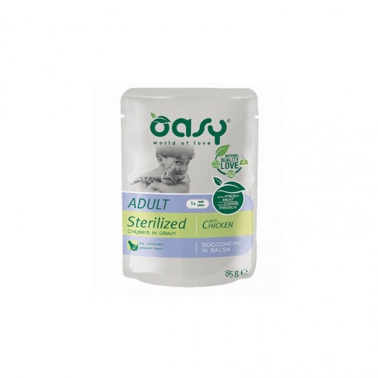 Oasy Adult Sterilized Chunks in Gravy with Chicken 85g