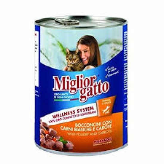 MIGLIOR GATTO ΚΟΝΣΕΡΒΑ ΓΑΤΑΣ ΜΕ ΠΟΥΛΕΡΙΚΑ ΚΑΙ ΚΑΡΟΤΑ 100gr
