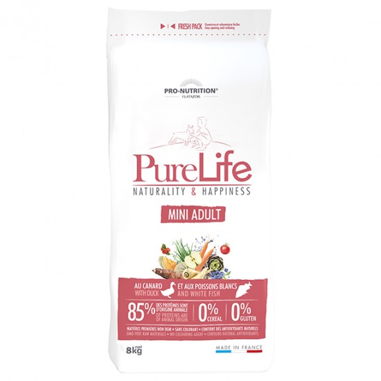 Flatazor Pure Life mini adult duck & white fish 8kg