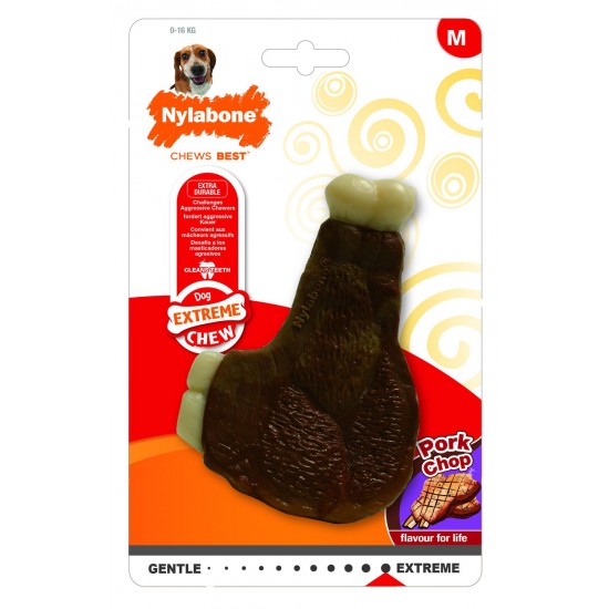 Nylabone Extreme Chew Karbonade - Hondenspeelgoed - Varken 21.4x13.3x2 cm 167 g Medium..