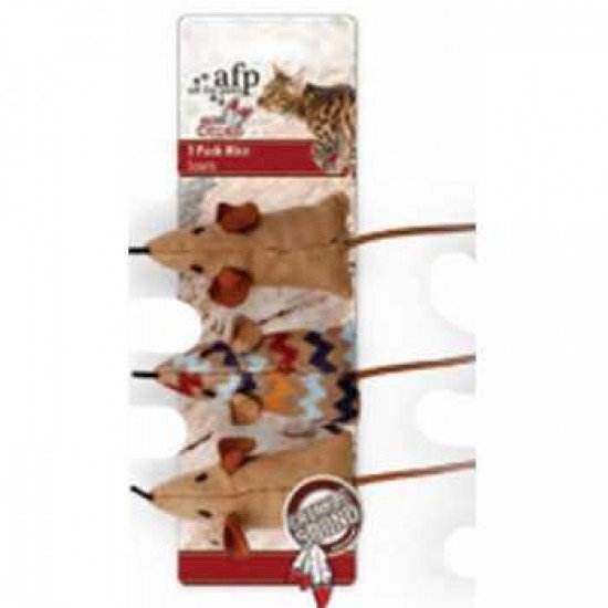 AFP Παιχνίδι Γάτας Mice 3PK Καφέ / Μπεζ / Εκρού