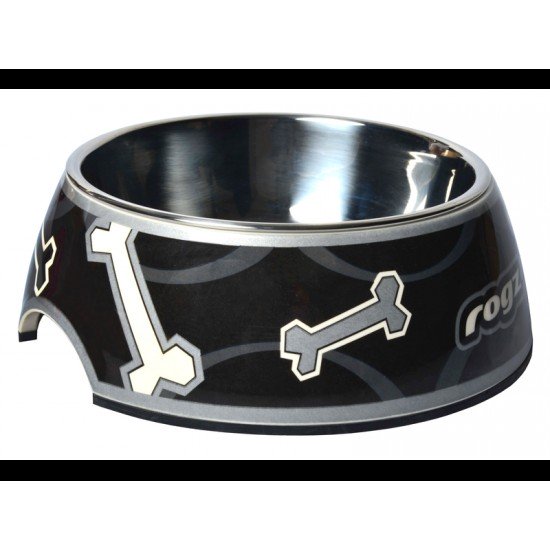 ROGZ BUBBLE BOWLZ 2 in 1 MEDIUM BLACK BONE MEDIUM
