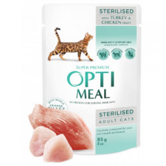 Optimeal Adult Sterilised Turkey & Chicken 85g