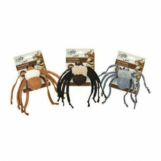 All For Paws Cat Kitten Ping Pong Spider Fluffy Ball Plush Catnip Play Toy Game