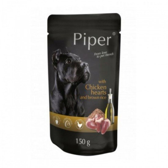 Piper Pouch Adult Καρδία Κοτόπουλου & καστανό Ρύζι 150gr