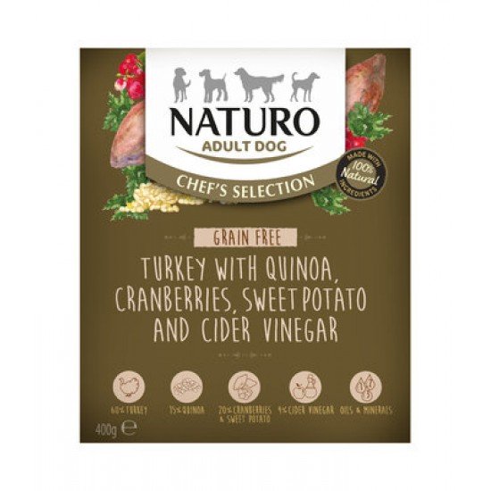 Naturo Adult Dog Tray Chef's Selection GRAIN-FREE Turkey 400g