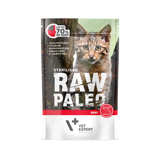 Cat Raw Paleo wet Sterilised Beef 100 gr