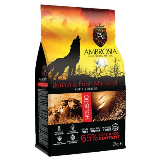 Ambrosia Grain Free Adult Buffalo & Mackerel (Βουβάλι & Φρέσκο Σκουμπρί) 12Kg Ambrosia Grain Free Adult Buffalo & Mackerel (Βουβάλι & Φρέσκο Σκουμπρί) 12Kg