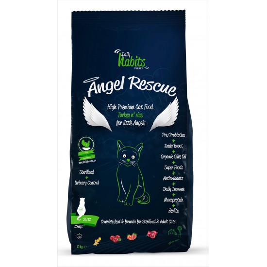 Daily Habbits Angel Rescue High Premium Cat food Turkey & Rice 15kg