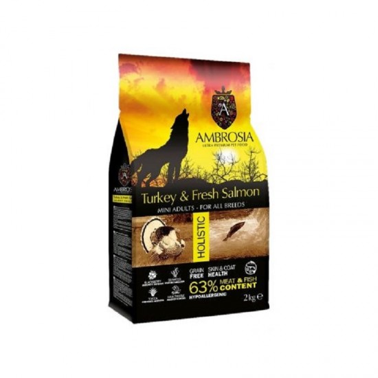 AMBROSIA GRAIN FREE DOG ADULT MINI FRESH TURKEY & SALMON 2kg