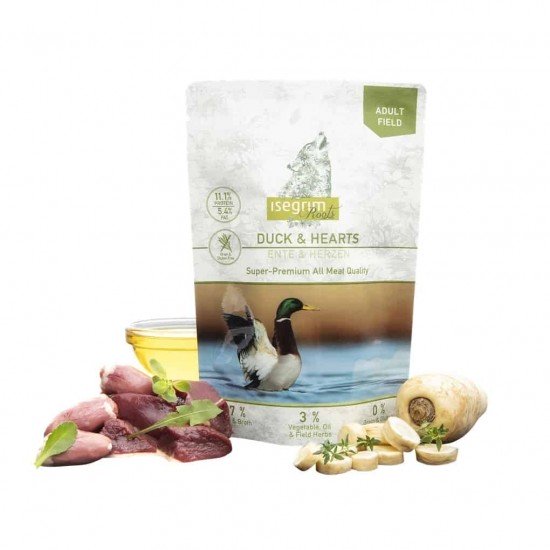 ISEGRIM Φακελάκι με Πάπια & Καρδιές Κοτόπουλου 410gr