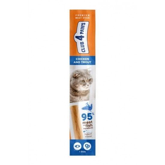 Club 4 Paws Premium Meaty Stick Λιχουδιά Γάτας Με κοτόπουλο Και πέστροφα 5 gr